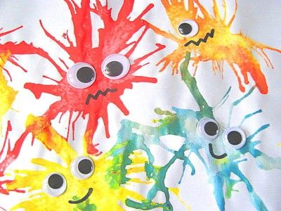 Blow Painting - so easy for kids and every one is different! Adorable! #kidscrafts @funfamilycrafts Blow Painting, Blow Paint, Classe D'art, Hur Man Målar, Kindergarten Art, Crafty Kids, Groundhog Day, Theme Halloween, Googly Eyes