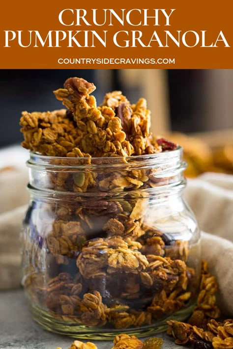 Pumpkin Granola Healthy, Vegan Pumpkin Granola, Granola With Pumpkin Seeds, Keto Pumpkin Granola, Pumpkin Seed Granola, Fall Granola Recipe, Pumpkin Granola Bars, Pumpkin Granola Recipe, Pumpkin Granola