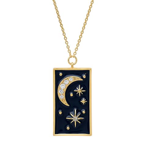 Rectangular Galaxy Pendant Necklace Tai Jewelry, Galaxy Necklace, Galaxy Pendant, Reach For The Stars, Galaxy Design, Enamel Necklaces, Moon And Star, Silver Plated Jewelry, Long Pendant