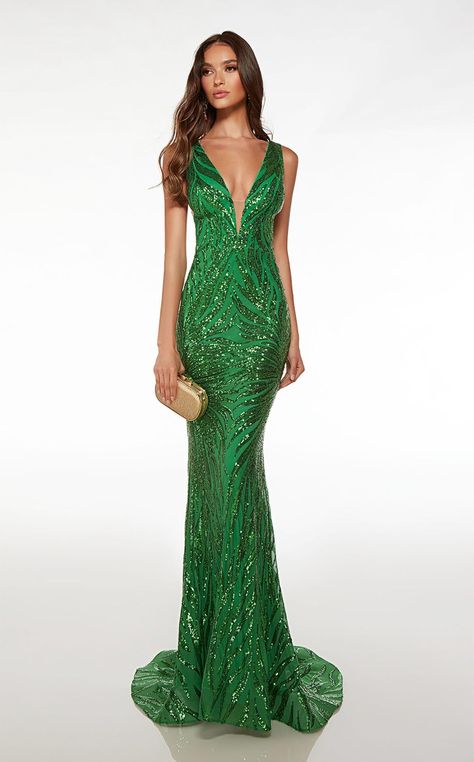 Plunging Neckline Long Mermaid Dress by AlyceSlip into the sleek 61566 dress by Alyce. The daring plunge at the neckline adds a touch of allure, while the mermaid silhouette hugs the curves before cascading into a dramatic flare. This gown is a harmonious fusion of bold design and feminine grace, accentuating the waist and curves with exquisite style. 2023 Prom, Alyce Paris, Sequin Prom Dresses, Beautiful Waterfalls, Necklines For Dresses, Spring 2024, Evening Dresses Prom, Dress Ideas, Plunging Neckline