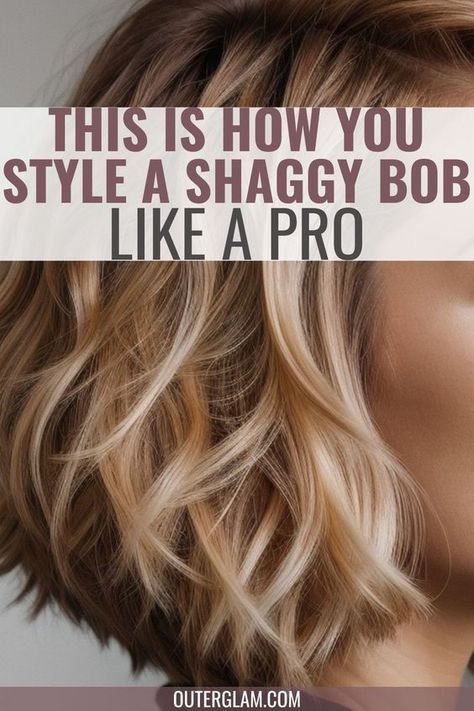 Whether you're aiming for that effortless shaggy bob look or simply seeking some hair inspiration, this article is for you. If you wish to learn the art of styling a shaggy bob like a pro, this is the information you need. Discover expert tips and step-by-step guidance to master the chic and trendy shaggy bob hairstyle. Color Ideas For Short Hair Bobs, Shaggy Bob With Fringe Fine Hair, Styling A Messy Bob, How To Style A Messy Bob Hair Tutorials, Stepped Bob Hairstyles, Styling Shaggy Hair How To, Shaggy Bob For Fine Wavy Hair, Medium Shaggy Bob Hairstyles, Bob For Wavy Fine Hair