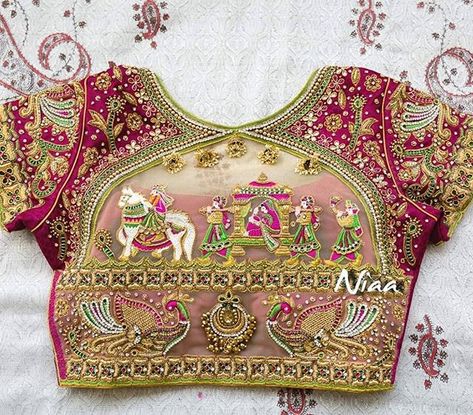 Instagram post by Niaa • Mar 23, 2019 at 12:48pm UTC Paithani Blouse Design, Paithani Blouse, Pattu Saree Blouse Designs, Wedding Saree Blouse Designs, Traditional Blouse Designs, Cutwork Blouse Designs, Sari Blouse Designs, Wedding Blouse Designs, Saree Blouse Patterns