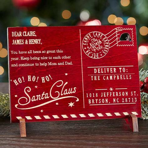 Santa's Magic Mail Personalized Red Wood Postcard Wooden Postcard, Diy Mailbox, Santa Mail, Arts And Crafts For Adults, Wood Postcard, Christmas Craft Fair, Keepsake Gifts, Christmas Time Is Here, Red Wood