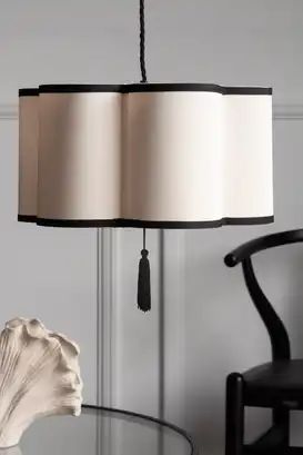 Lamp Shades | Rockett St George Hallway Lampshade Ideas, Black Bedroom Light Fixtures, Bedroom Light Shade, Guest Bedroom Ceiling Light, Moody Modernism, Cream And Black Bedroom, Large Ceiling Lights, Bedroom Lighting Ceiling, Light Shades Ceiling