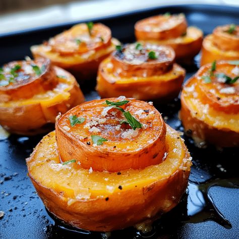 Mini Sweet Potato Gratins feature layers of tender sweet potatoes baked in creamy cheese sauce, perfect for individual servings. Sweet Potatoes Baked, Potatoes Baked, Creamy Cheese Sauce, Individual Servings, Gruyere Cheese, Baked Sweet Potato, Creamy Cheese, Cheese Sauce, Vegetarian Cheese