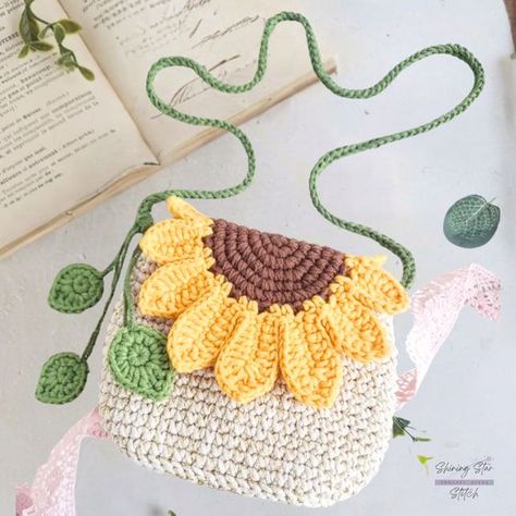 Sunflower Purse, Cosy Crochet, Crocheted Purse, Pola Amigurumi, Crochet Design Pattern, Pola Sulam, Haken Baby, Crochet Clutch, Crochet Booties