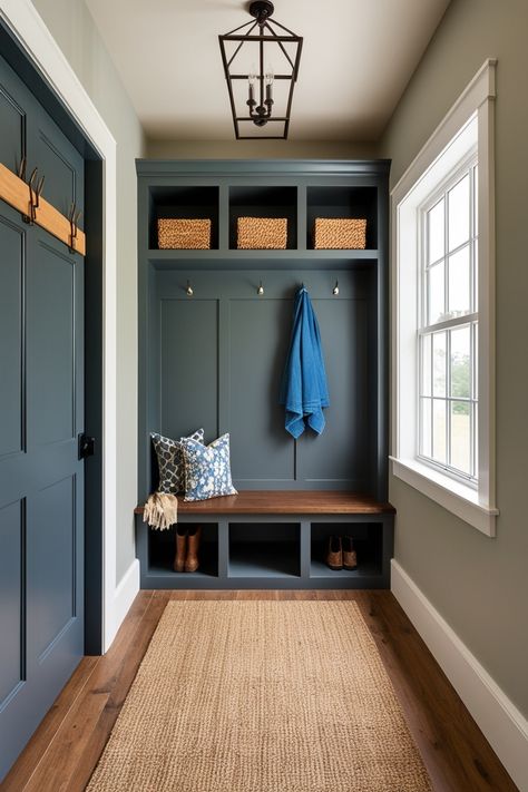 13 Mudroom Entryway Designs To Inspire Your Renovation – HomelyTip Small Mudroom Cubbies, Small Mud Bench Ideas, Interior Design Mudroom, Mudroom Wall Color, Back Entry Mudroom, Pine Mudroom, Modern Mud Room Ideas, Sunroom Mudroom Combo, Modern Mudroom Entryway