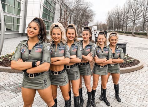 Swat Team Costume Women, Tglc Cheer, Army Girl Halloween, Army Girl Halloween Costume, Football Player Costume, Soldier Costume, Cheer Uniforms, Halloween 23, Cheer Poses