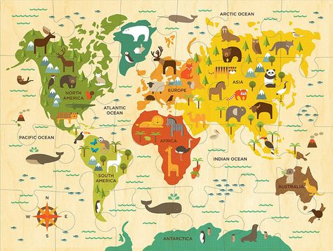 Petit Collage Puzzle. Holiday gifts for little globetrotters. Giant World Map, World Map Picture, Natural Playground Ideas, World Map Puzzle, Large Puzzle Pieces, Activity Preschool, Kids World Map, Map Puzzle, Floor Puzzle