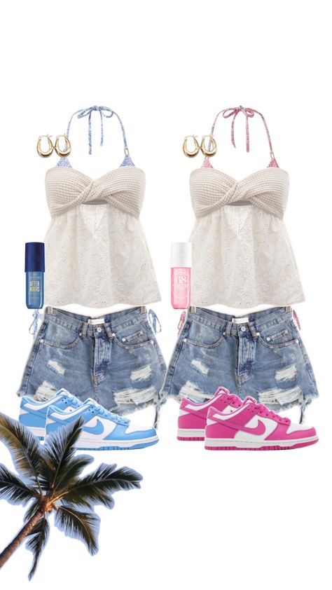 match your bsf🌺🏄‍♀️🪩 tiktok : @fashion..stxr Bsf Matching Outfits, Summer Outfits Matching, Bff Matching Outfits, Bestie Outfits, Matching Outfits Best Friend, Outfits Matching, Best Friend Outfits, Preppy Summer Outfits, Twin Outfits