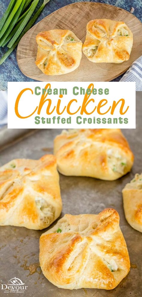 Stuffed Croissants, Chicken Croissant, Chicken Cream Cheese, Chicken Crescent Rolls, Cheese Croissant, Crescent Recipes, Croissant Recipe, Chicken Stuffed, Crescent Roll Recipes