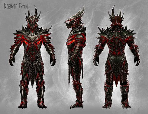 Art of Ray Lederer: TESV:Skyrim - Daedric Armour and Weapon Set Skyrim Concept Art, Skyrim Armor, Daedric Armor, Skyrim Art, Best Armor, Dragon Armor, Elder Scrolls Art, Elder Scrolls Skyrim, Elder Scrolls V Skyrim