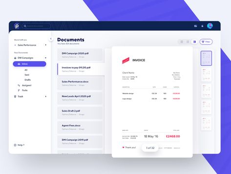 Documents Split View - SAAS by Virgil Pana on Dribbble Document Management System, Portal Design, Web Dashboard, Invoice Design, Documents Design, Web Design Tips, Application Design, Dashboard Design, Ui Design Inspiration