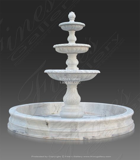 Marble | Marble Fountains | Tiered Fountains | Product Page 8 | Fine's Gallery, LLC. Well Ideas, Marble Fountain, Arabescato Marble, Villa Style, White Italian, Travertine Marble, Mediterranean Style Homes, Stone Fountains, Fountain Feature