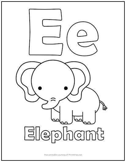 Alphabet letter coloring pages are perfect for toddlers, preschoolers, kindergartners, and first graders, to help reinforce letter recognition and writing skills. This one features the letter “E” and includes a picture of an elephant. Be sure to download and print the entire alphabet! E Is For Elephant Worksheet, Letter Colouring Pages, Alphabet For Coloring, Letter E Coloring Page Free Printable, Letter E Free Printables, Letter E Preschool Crafts, Abc Coloring Pages Free Printable, Letter E Crafts For Toddlers, E Is For