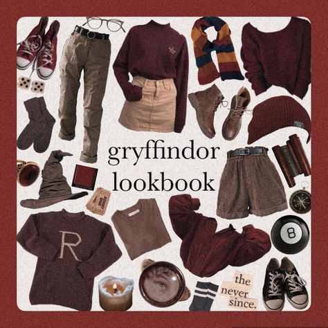 Gryffindor Lookbook, Gryffindor Aesthetic Outfit, Gryffindor Style, Gryffindor Outfit Aesthetic, Harry Potter Uniform, Gryffindor Outfit, Hogwarts Outfits, Gryffindor Aesthetic, Marvel Dr