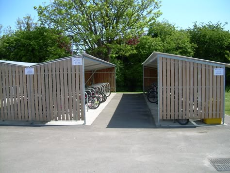 Residential Courtyard, Bicycle Station, Cycle Shelters, Bike Shelter, Bicycle Parking, Bike Parking, Uk Products, Fir Tree, Nature Center