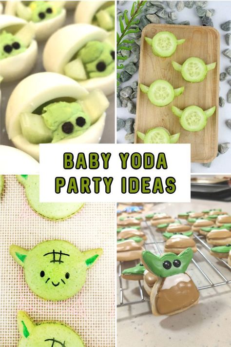 Baby Yoda Party Ideas - After all the talk of Baby Yoda (The Child) from the new Disney+ series, The Mandalorian, we thought it'd be fun to share these Baby Yoda Party Ideas with you. #babyyoda #babyyodaparty #starwars #themandalorian #yoda #thechild Yoda Party Ideas, Baby Yoda Party Ideas, Baby Yoda Party, Yoda Decorations, Star Wars Party Food, Yoda Party, Star Wars Baby Shower, Star Wars Theme Party, Star Wars Food