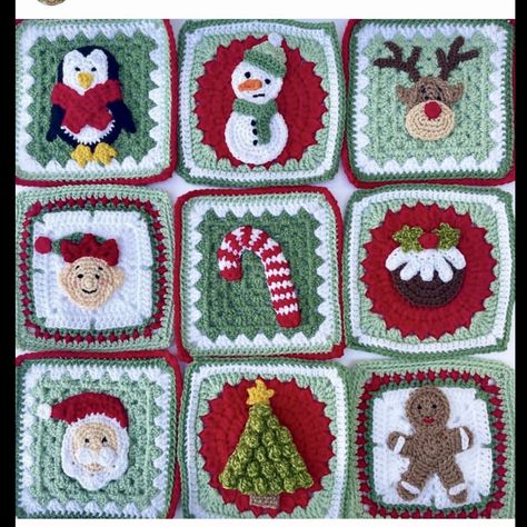 Xmas Granny Square Crochet, Christmas Granny Squares, Crochet Advent Calendar, Christmas Stocking Crochet, Fall Crochet Projects, Stocking Crochet, Xmas Crochet, Granny Christmas, Crochet Stocking