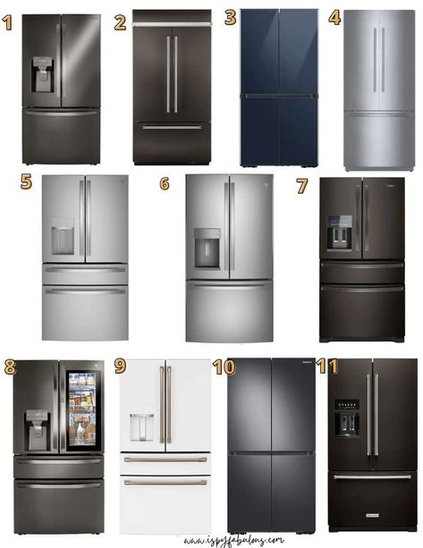 Let's face it: we all need a refrigerator. It might as well be one that you really like and improves your quality of life. Sharing what we really think about our new LG french door refrigerator and the other 10 that we almost bought. #refrigerator #appliances Black Refrigerator Kitchen Best Buy, Colored Refrigerator Kitchen, 5 Door Refrigerator, Types Of Fridges, Lg Fridge Double Door, Best Bottom Freezer Refrigerator, Black Fridge In Kitchen, Zero Clearance Refrigerator, Refrigerator Design Ideas