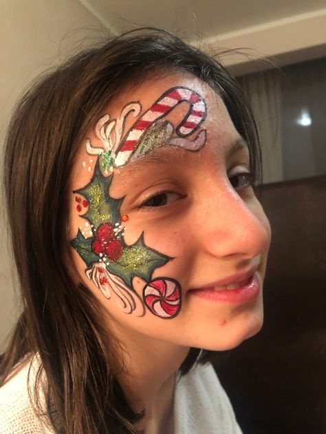 Easy Face Painting Designs, Face Painting Tips, Xmas Makeup, Christmas Face Painting, Cheek Art, Day Painting, Holiday Makeup Looks, Face Painting Easy, Winter Face