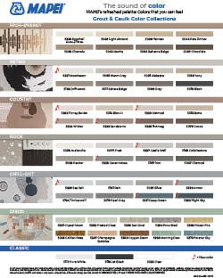 Color-Palette-2023-EN Mapei Grout Colors, Mapei Grout, Coloured Grout, Grey Grout, Champagne Bubbles, Glass Mosaic Art, Grout Color, Stained Glass Mosaic, Warm Grey