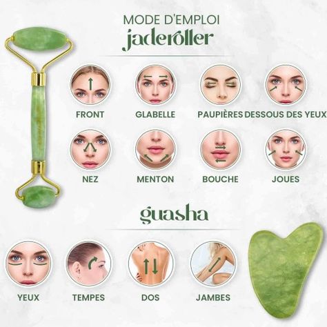 Jade Roller And Gua Sha, Face Massage Roller, Facial Routine Skincare, Facial Massage Routine, Facial Routines, Slimmer Face, Basic Skin Care Routine, Jade Roller, Facial Skin Care Routine