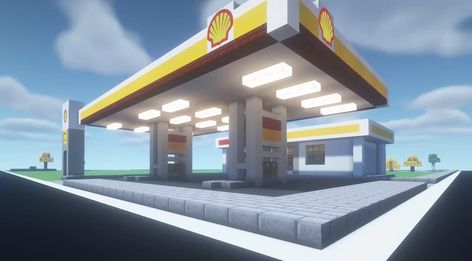 Semi Realistic Shell Gas Station Minecraft Map Minecraft Gas Station, Shell Gas Station, Semi Realistic, Minecraft City, Minecraft Map, Gas Stations, Minecraft Ideas, Gas Station, Go On