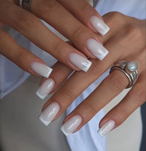 Milky Nails, Popular Nails, Classy Nails, Chic Nails, French Tip Nails, Manicure E Pedicure, Square Nails, Cute Acrylic Nails, French Manicure