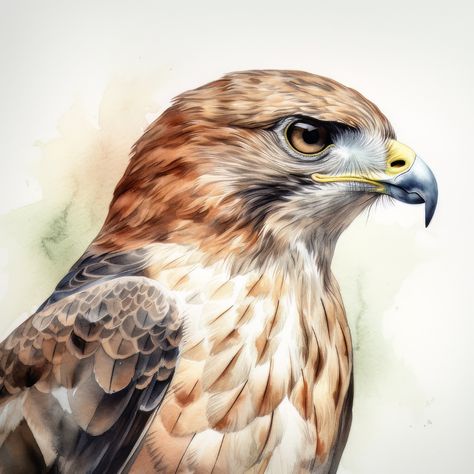 Hawk Drawing, Hawk Painting, Redtail Hawk, Hawk Art, Animal Digital Art, Portrait Watercolor, Art Watercolor Painting, Watercolor Red, World Of Art