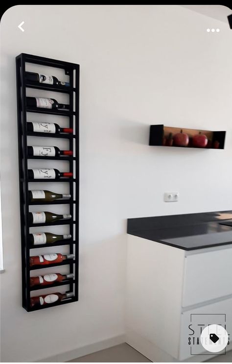 Black Wine Rack, Industrial Wine Racks, Rack Industrial, Industrial Kitchen Design, Classic Furniture Design, Metal Wine Rack, Wine Rack Storage, Wall Mounted Wine Rack, Wine Shelves