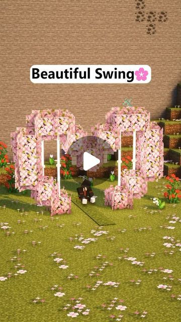 Humoky on Instagram: "Minecraft Beautiful Swing 🌸| Follow Humoky on YT❤️ -Follow me for more Tutorial Minecraft❤️  - Save this video and share at friends✨  -If you see this your the BEST 👑  _________________________________________________________  #minecraft #minecraftbuild #minecraftturorial #minecraftinspiration #minecraftredstone #minecraftbuilding #minecraftdaily #minecraftideas #minecraft #minecrafthouse #minecraftonly #minecrafthacks #minecrafter #humoky" Minecraft Fun Ideas, Preppy Minecraft Builds, Minecraft Flower Castle, Minecraft Builds Step By Step, Girly Minecraft Builds Cottagecore, Thing To Build In Minecraft, Minecraft Art Gallery, Minecraft Outside Ideas, Minecraft Swinging Bench