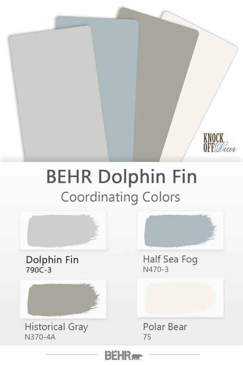 Behr Dolphin Fin, Behr Color Palettes, Behr Paint Colors Grey, Dolphin Fin, Warm Grey Paint Colors, Warm Gray Paint, Behr Colors, Greige Paint Colors, Behr Paint Colors