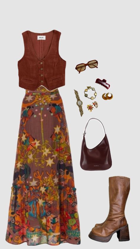 Outfit Ideas For School Fall, Hippy Vibes, Styl Grunge, 70s Inspired Outfits, Outfit Ideas For School, School Outfit Ideas, Fest Outfits, Mode Hippie, Outfits For School