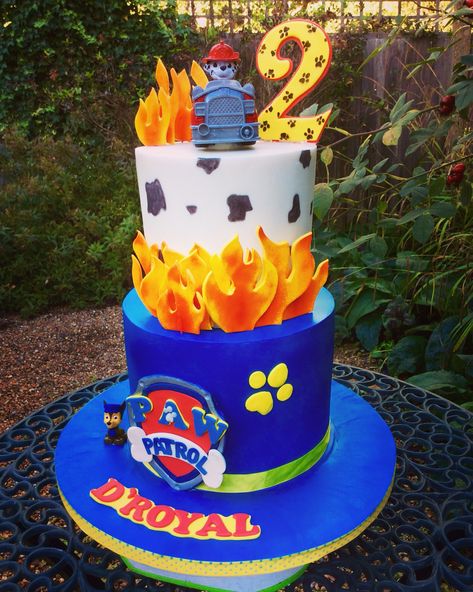 Chase And Marshall Cake, Marshall Paw Patrol Cake, Chase And Marshall, Fondant Creations, Marshall Paw Patrol, Paw Patrol Cake, Anime Best Friends, Baby Birthday, 5th Birthday