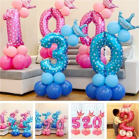 Confetti Balloons Birthday, Baby Shower Balloon Decorations, Foil Number Balloons, Girls Party Decorations, Birthday Party Balloon, Kids Party Decorations, Happy Birthday Parties, Wedding Balloons, Number Balloons