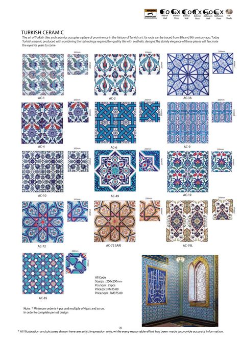 Turkish Ceramic - Malaysia Manufactured Tiles & Mosaic Turkish Tiles Pattern Design, Tile Hacks, Turkish Interior, Pattern Hijab, Tile Flower, Ottoman Architecture, Persian Restaurant, Turkish Architecture, Turkey Project