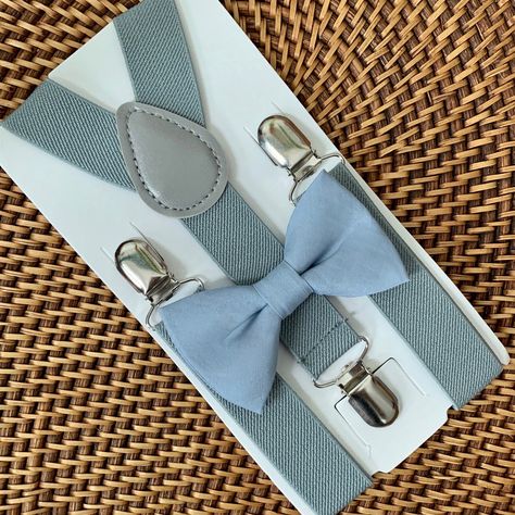 Dusty Blue Bow Tie, Champagne Bow Tie, Navy Blue Bow Tie, Champagne Tie, Tie And Suspenders, Grey Suspenders, Suspenders Wedding, Gentlemen Wear, Bearer Outfit