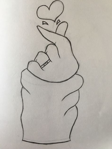 My BTS heart finger drawing❤️♥️ How To Draw A Finger Heart, Finger Heart Drawing Easy, Heart With Fingers Drawing, Bts Drawings Pencil Easy, Kpop Finger Heart, Easy Heart Drawings, Heart Tattoo On Finger, Easy Hand Drawings, Cute Heart Drawings