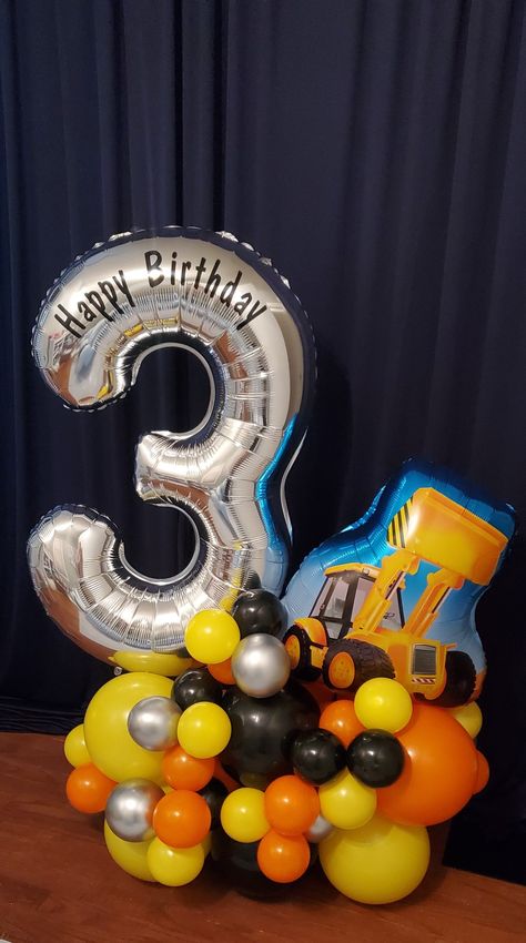 Construction Party Balloon Garland, Construction Birthday Balloons, Construction Theme Balloons, Construction Balloon Bouquet, Construction Balloons, Toddler Birthday Cakes, Balloons Bouquet, Construction Theme Birthday Party, Balloon Tower