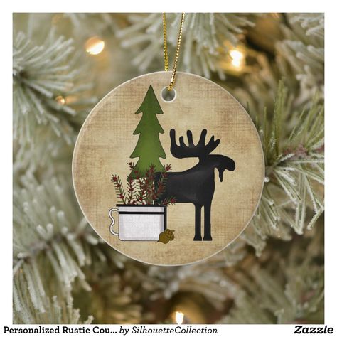 Personalized Rustic Country Mountain Moose Ceramic Ornament Wood Disc Ornaments, Moose Christmas, Ornaments Ideas, Mountain Silhouette, Wood Slice Ornament, Wood Christmas Ornaments, Holiday Christmas Tree, Christmas Ornaments Homemade, Christmas Ornament Crafts