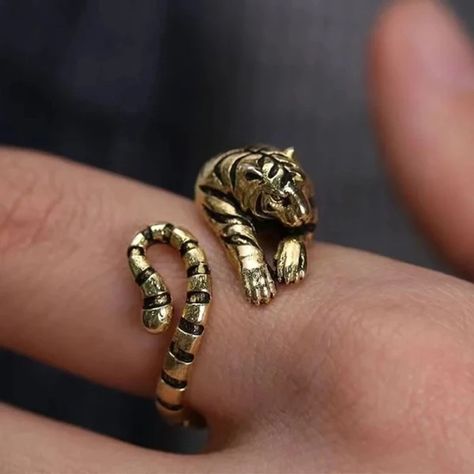 Just found this amazing item on AliExpress. Check it out! $1.67 | Fierce Tiger Adjustable Opening Ring Men and Women Vintage Punk Ancient Gold Ancient Silver color Animal Jewelry Gift Wholesale Hug Ring, Fierce Tiger, Tiger Ring, Beaded Bangles, Gold Tiger, Casual Luxe, Fun Beach, Tiger Design, Ring Men