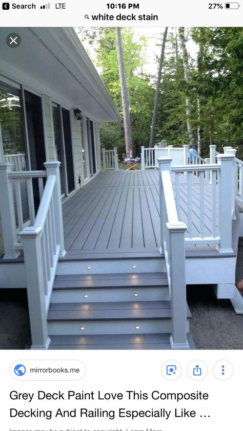 Composite Decking Front Porch, Deck Railing Ideas, Front Porch Steps, Deck Colors, Railing Ideas, Building A Porch, Patio Deck Designs, Kabinet Dapur, Deck Paint