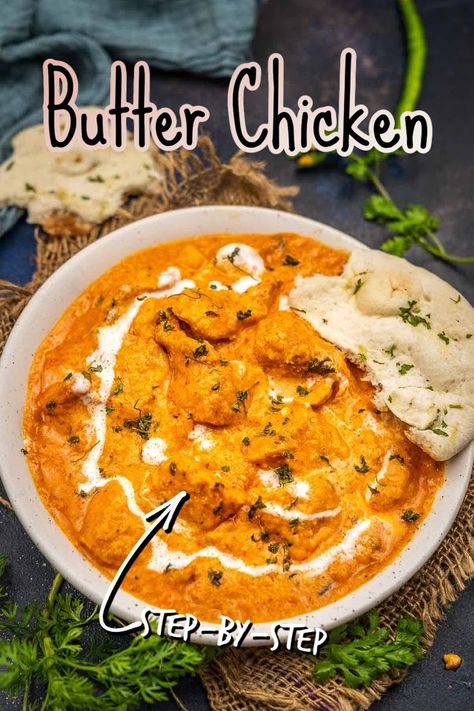 Butter Chicken is one of the most popular Indian curries all around the world. Check out the homemade butter chicken recipe I learned from a chef. It is made using simple ingredients, comes together in 30 minutes, and rivals any restaurant or take-out. Famous Butter Chicken, Indian Main Course, Panini Recipes Chicken, Chicken Panini Recipes, Continental Recipes, Indian Curry Recipes, Namaste India, Butter Chicken Curry, Chicken Panini