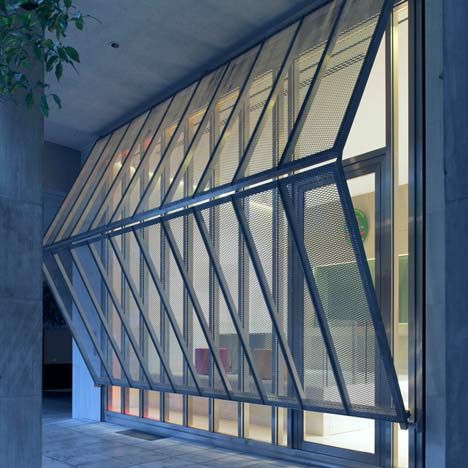 Exterior Experience Security Shutters, Window Grill, Steel Windows, Zaha Hadid Architects, Zaha Hadid, Facade Design, Window Design, Glass Doors, Architectural Elements