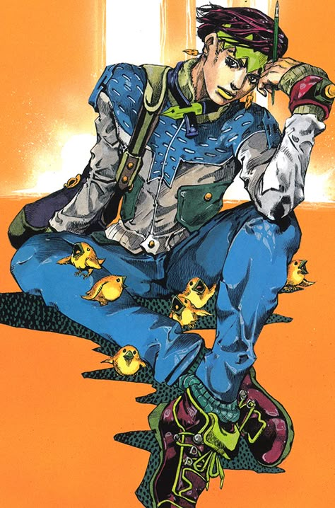 Jjba Official Art, Jojo Official Art, Hirohiko Araki Art, Araki Hirohiko, Jojo Poses, Kishibe Rohan, Jojo Fashion, Rohan Kishibe, Jojo Pose