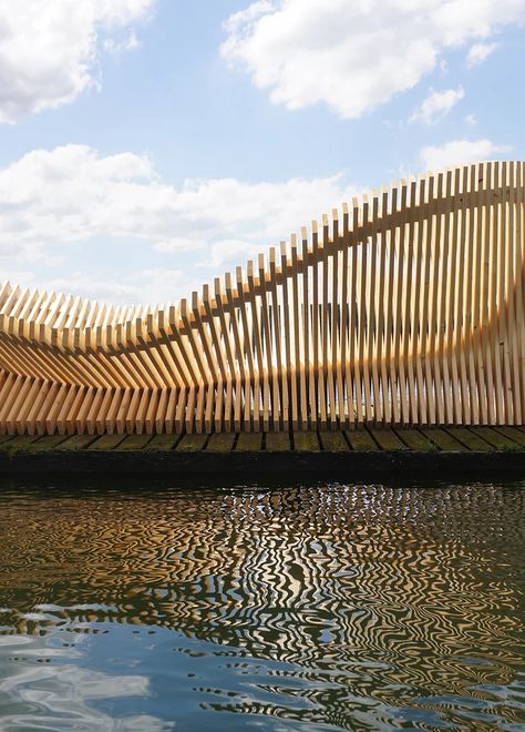 Floating Pavilion, Wood Pavilion, Wood Installation, Sky Bridge, Wood Island, Concrete Block, Wooden Structure, Sea Monster, Lan Can