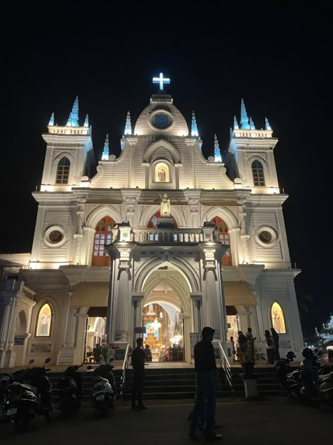 Famous church of North Goa Goa Snaps Night, Goa Snaps, Goa Church, Goa Aesthetic, Goa Beach, Goa Travel, North Goa, Fake Pics, Church Images