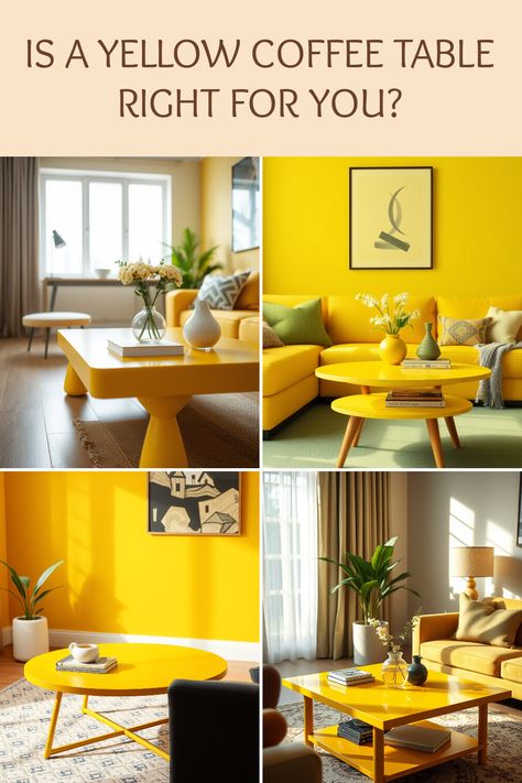 This pin showcases how a yellow coffee table can transform your living room into a vibrant and inviting space. With a splash of color, even a minimalist or nature-inspired design, you can achieve an eye-catching room. Explore 10 ideas to find the perfect table. Yellow Coffee Table, Chic Minimalist Style, Coffee Table Inspiration, Cowboy Coffee, Sunny Vibes, Yellow Table, Coffee Table Ideas, Yellow Coffee, Table Inspiration