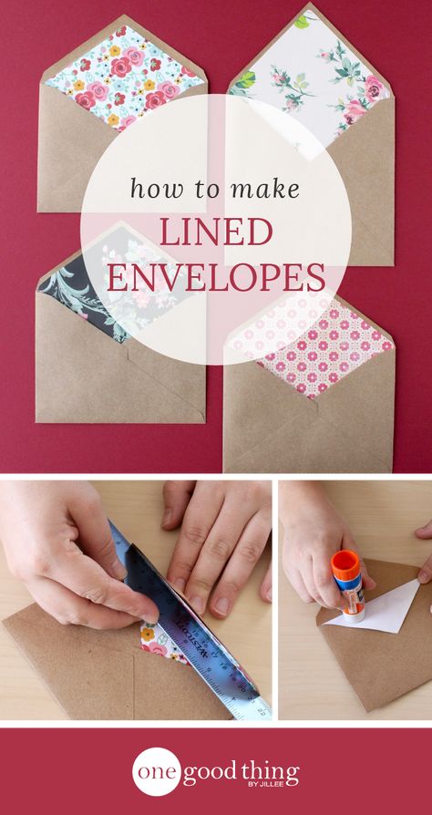 Scrambling for last-minute Valentine's ideas? Look no further than these cute and easy custom lined envelopes to slip your card into! Homemade Envelopes, Lined Envelopes, How To Make An Envelope, Diy Envelope, Handmade Envelopes, Envelope Art, Valentines Ideas, Fun Craft, Card Making Techniques